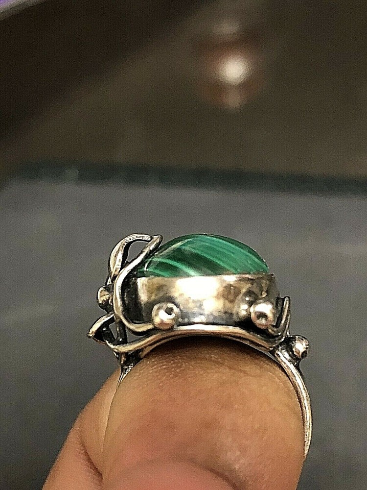 Malachite Sterling Silver Ring 6.5 (Artisan made)
