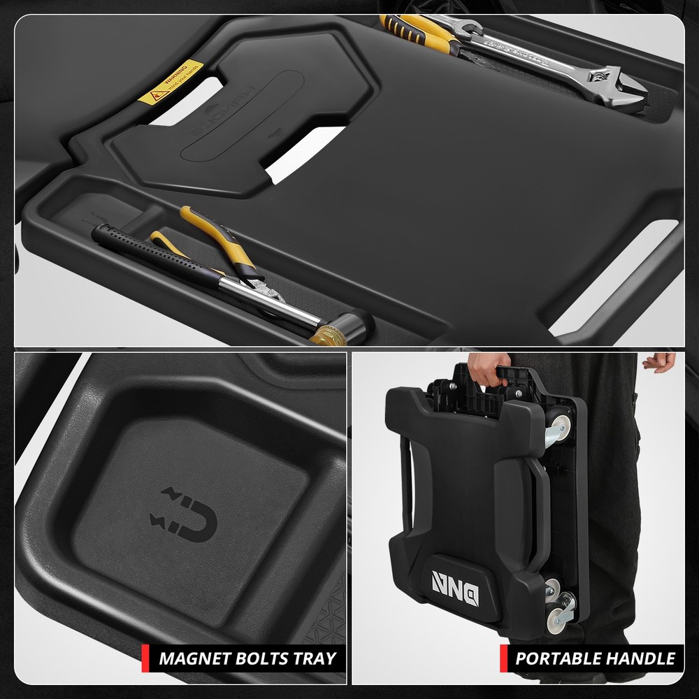 Foldable Low Profile Creeper for For Auto Mechanics Garage Stool Rolling Black