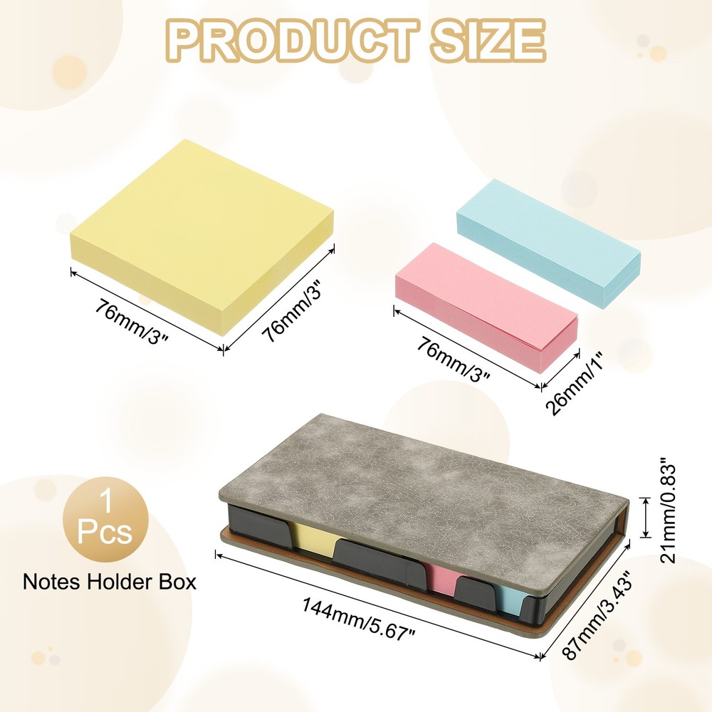 Leather Sticky Notes Holder, Post Notes Holder Box, Gray