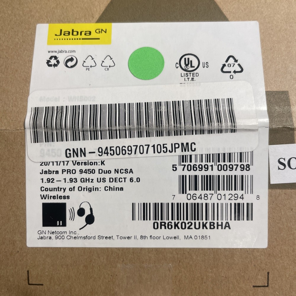 Jabra PRO 9450 Duo Black Headset