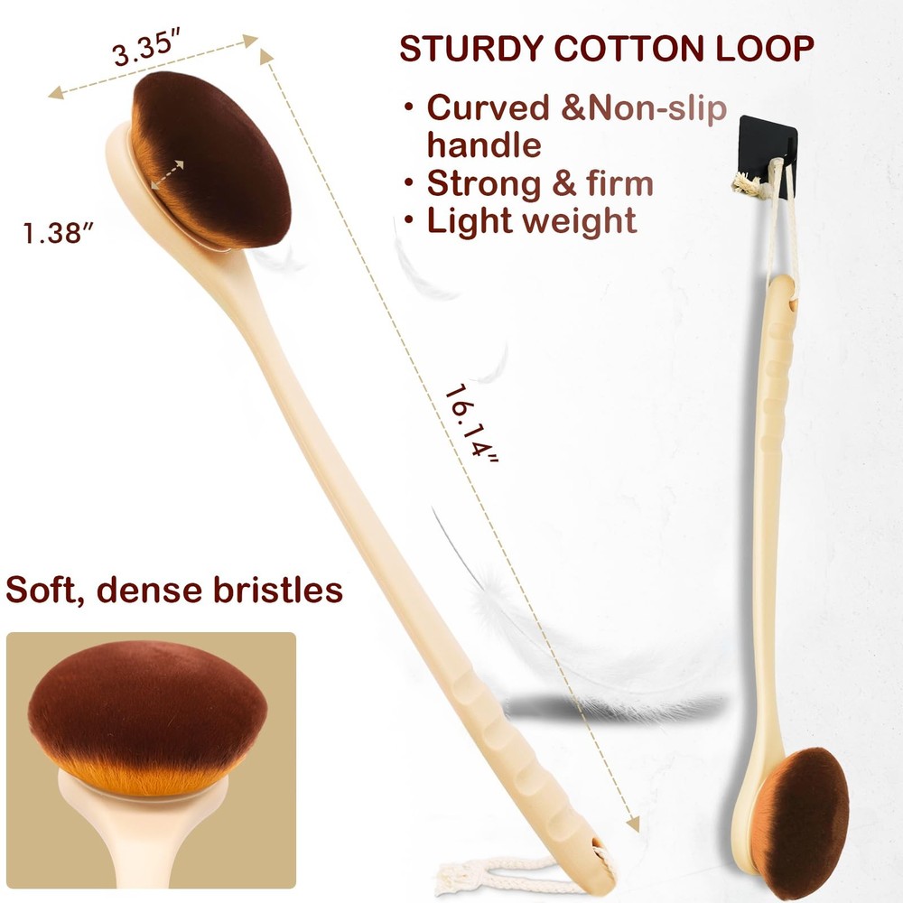 Lotion Applicator for Back, Feet, Long Handle Curved, Back Sunscreen Beige