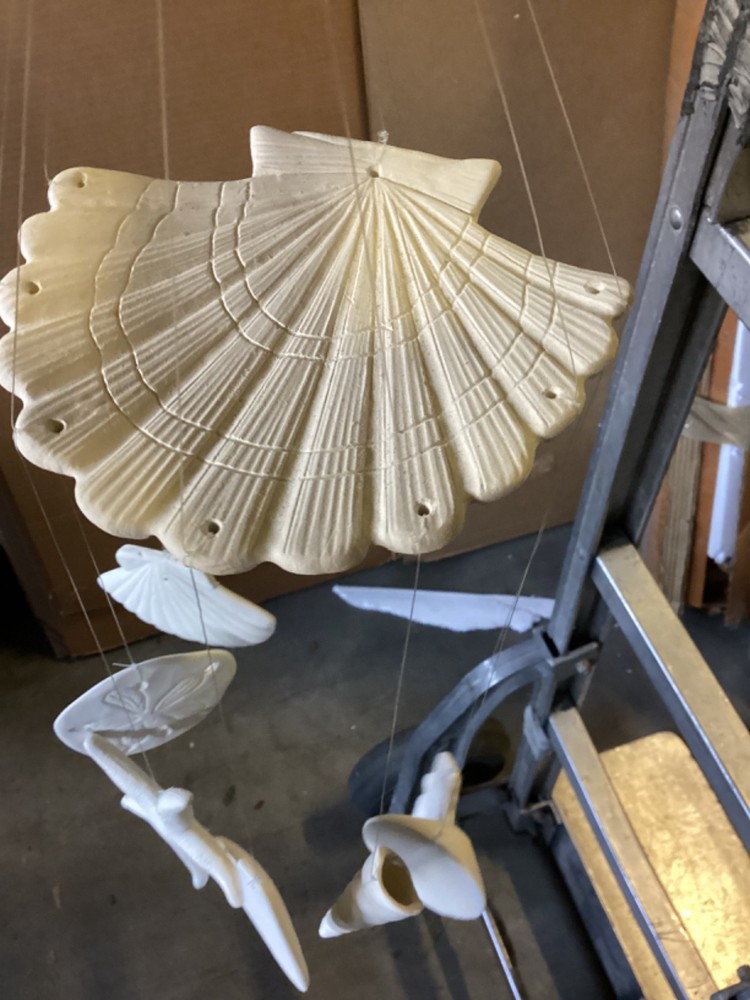 White Sea Shell Wind Chimes for Outside, Handmade Beach Style