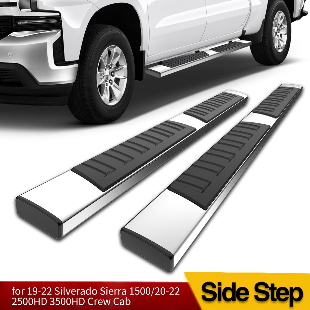 For 2019-2023 Silverado/Sierra Crew Cab 6" Running Board Nerf Bars Side Steps SS