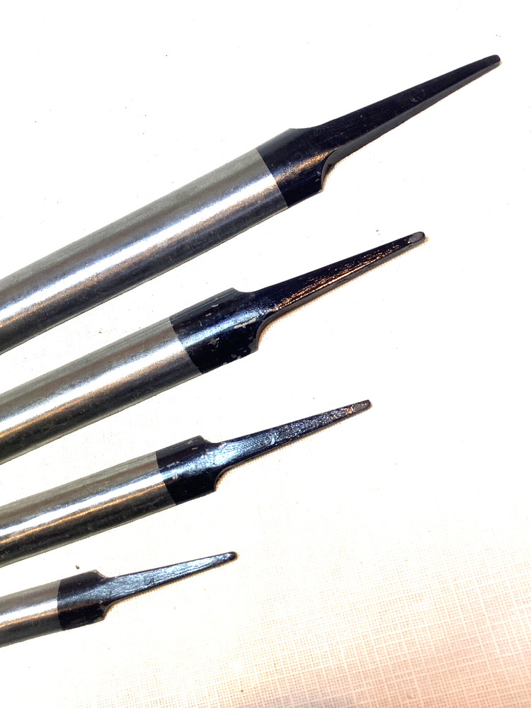 4 Arched Burnishing Files, Smooth, used