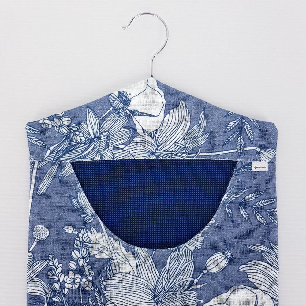 Peg Bag Handmade Blue Floral Front Patterned Lined Laundry Clothes Peg Holder