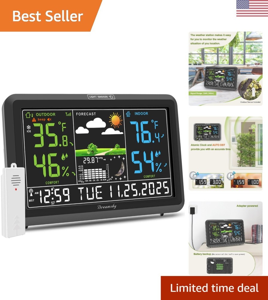 Large Display Digital Weather Station with Remote Sensors & Adjustable Backlight