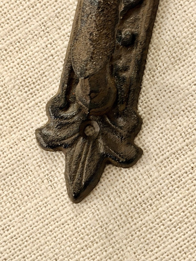 2 Large Victorian Door Handle Pull Cast Iron Fleur De Lis Design Rustic Gothic