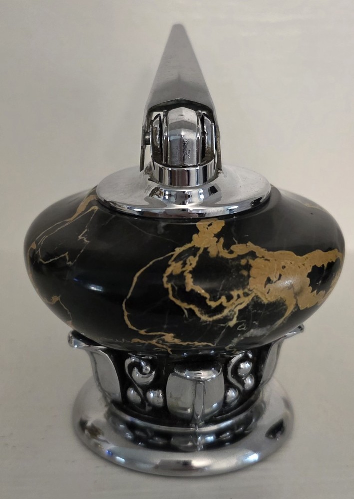 Vintage Ronson Lighter & Cigar Urn Black Marble Set