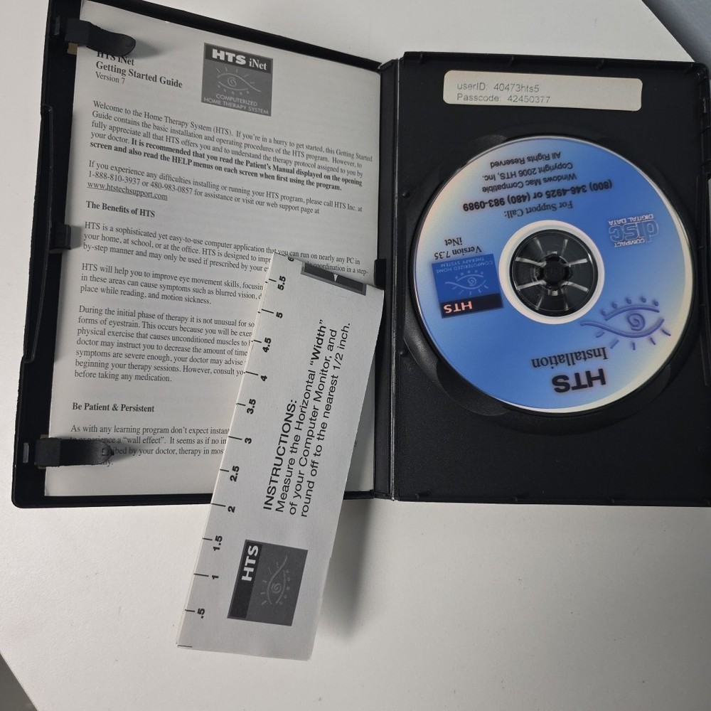 HTS iNet Computerized Home Vision Therapy CD-ROM Eye Strain Exercises Windows XP