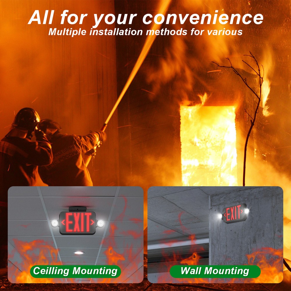 8 Pack Red LED Exit Sign, UL-Listed Emergency Light - Dual LED Lamp ABS Fire