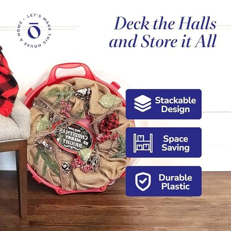 Wreath Storage Box 3 Pack Holiday Organizer Sturdy Plastic Stackable Container