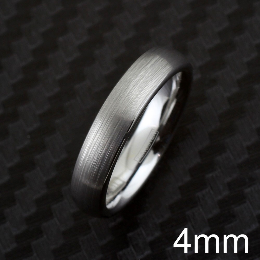 Engraved 4/6/8mm Silver Brushed Tungsten Plain Men's Wedding Band Ring