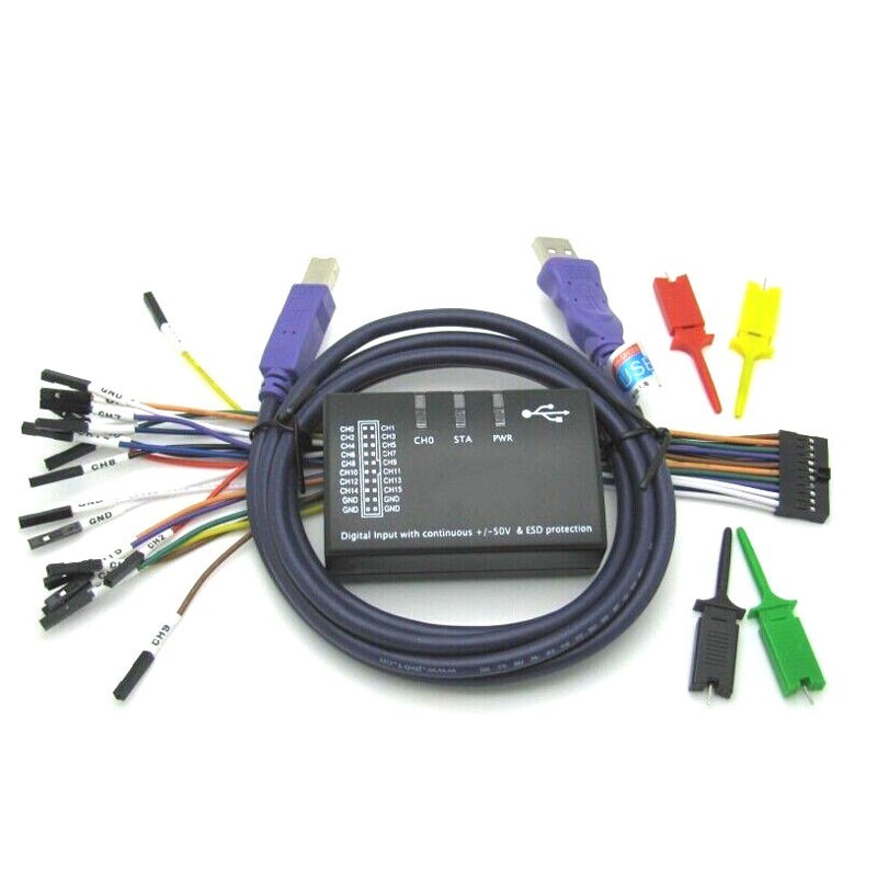 Mini 16 Logic Analyzer USB 100M Max Sample Rate 16CH Support 1.2.10 Software