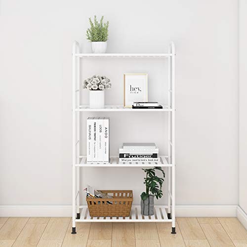 4-Tier Adjustable Shelving Unit, Heavy Duty Storage Rack 4 Tier White