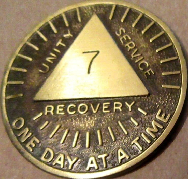 Alcoholics Anonymous AA 7 year Sunshine Bronze Medallion Token chip Sober