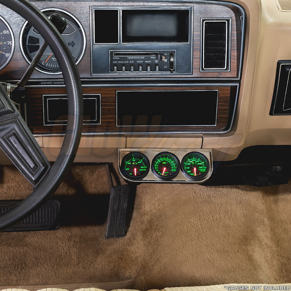 GlowShift Universal Chrome Triple Gauge Under Dash Mounting Bracket Pod 52mm