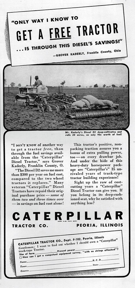1940 Caterpillar Model D2 Tractor Original Print Ad