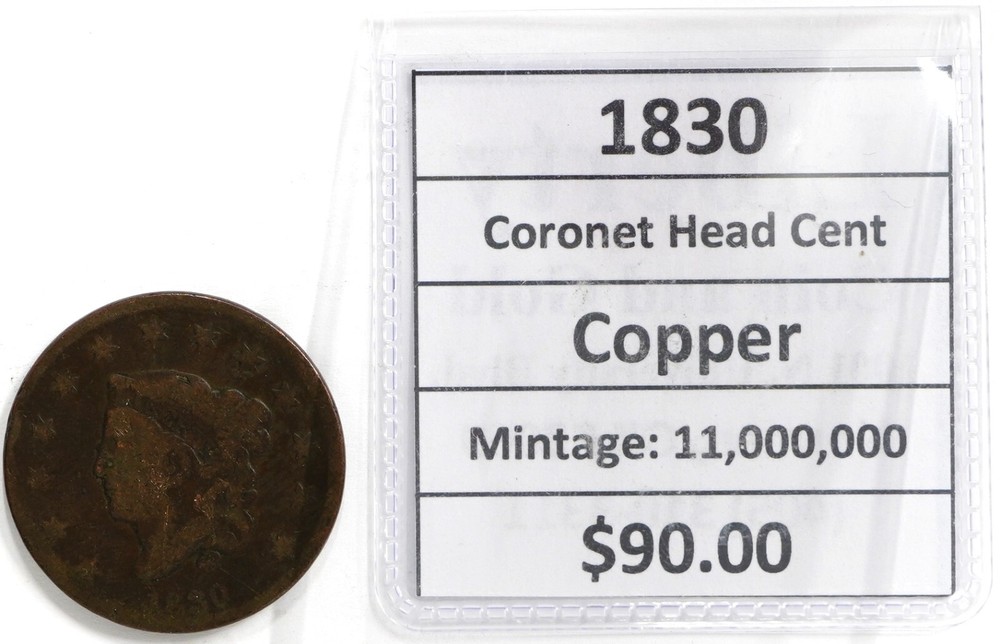 1830 Coronet Head Large Cent