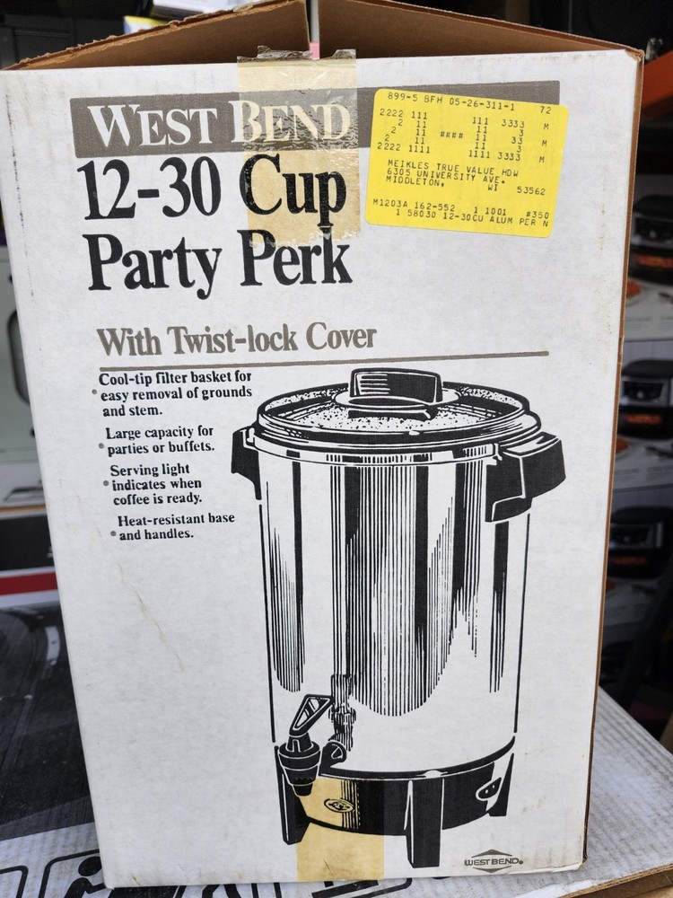 West Bend 58030 Coffee Urn Highly-Polished Aluminum Features Automatic Temper...