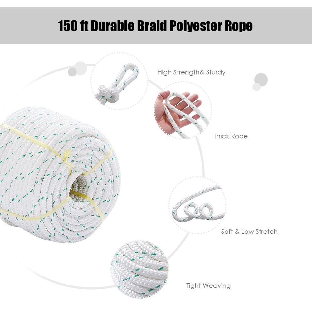 IRONMAX 3/7"x150’ Double Braid Polyester Rope Sling 5900Lbs BREAKING STRENGTH