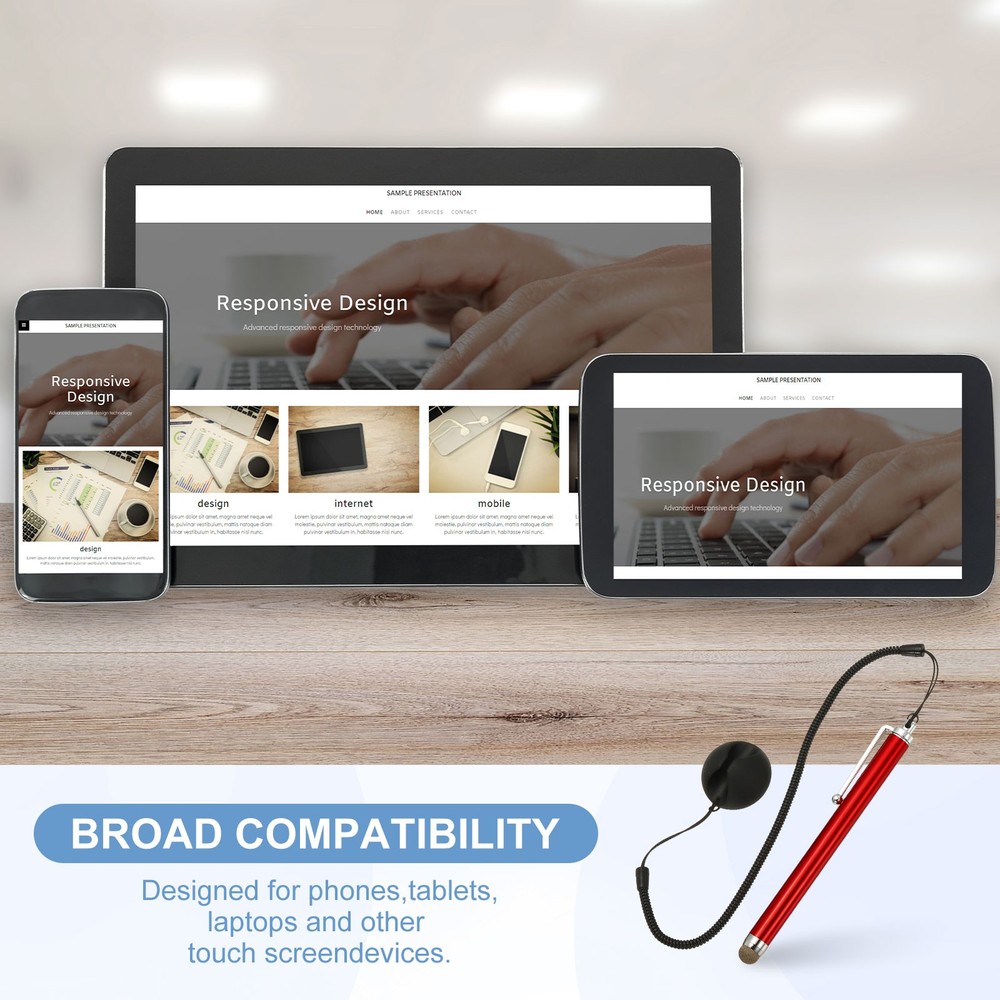 2 Pcs Screen Capacitive Pen with Spring Rope Fixing Dock Red