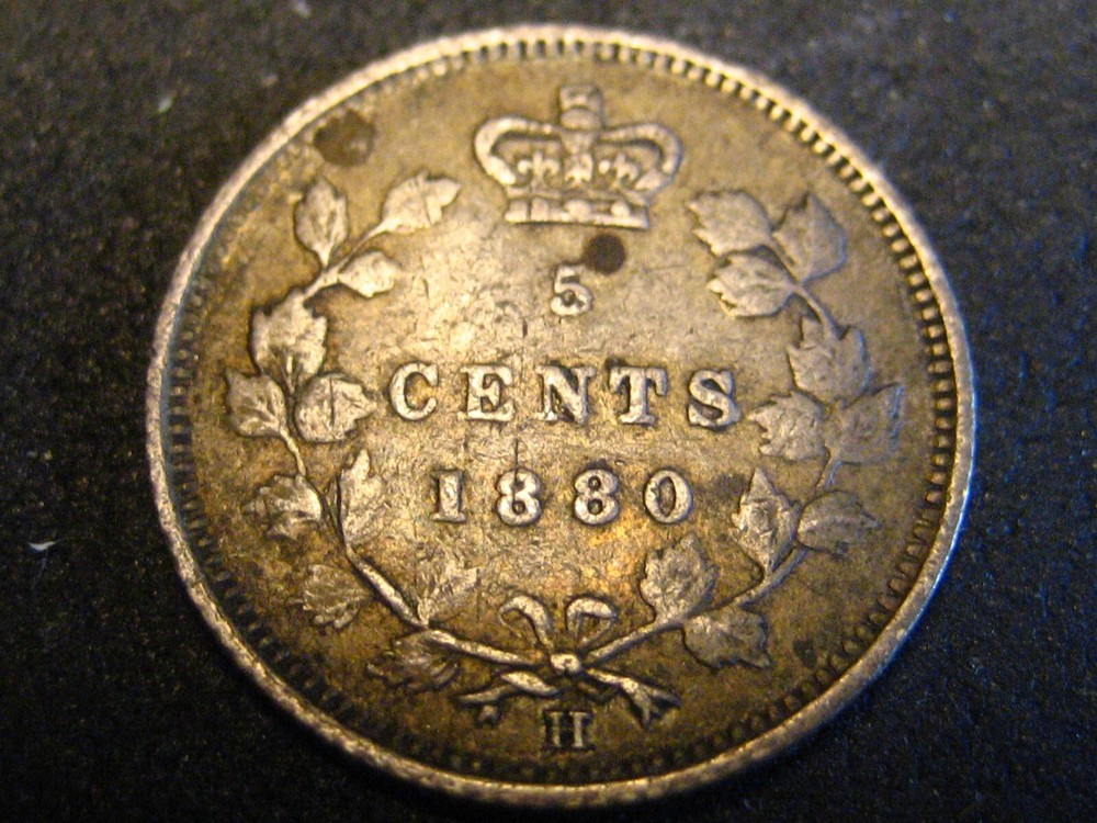 1880-H Obverse 3 Canadian 5 Cent Silver