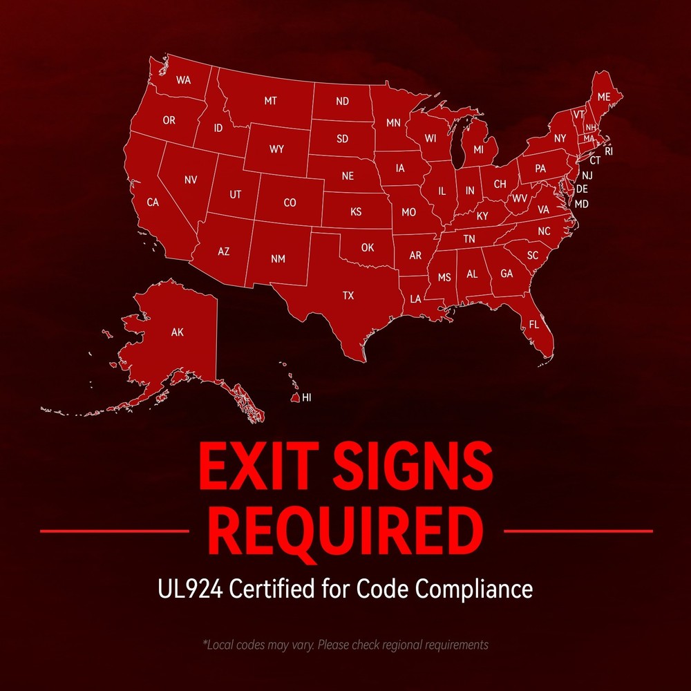 2 Pack LED Exit Sign, Aluminum Housing Acrylic Panel Emergency Light, Red