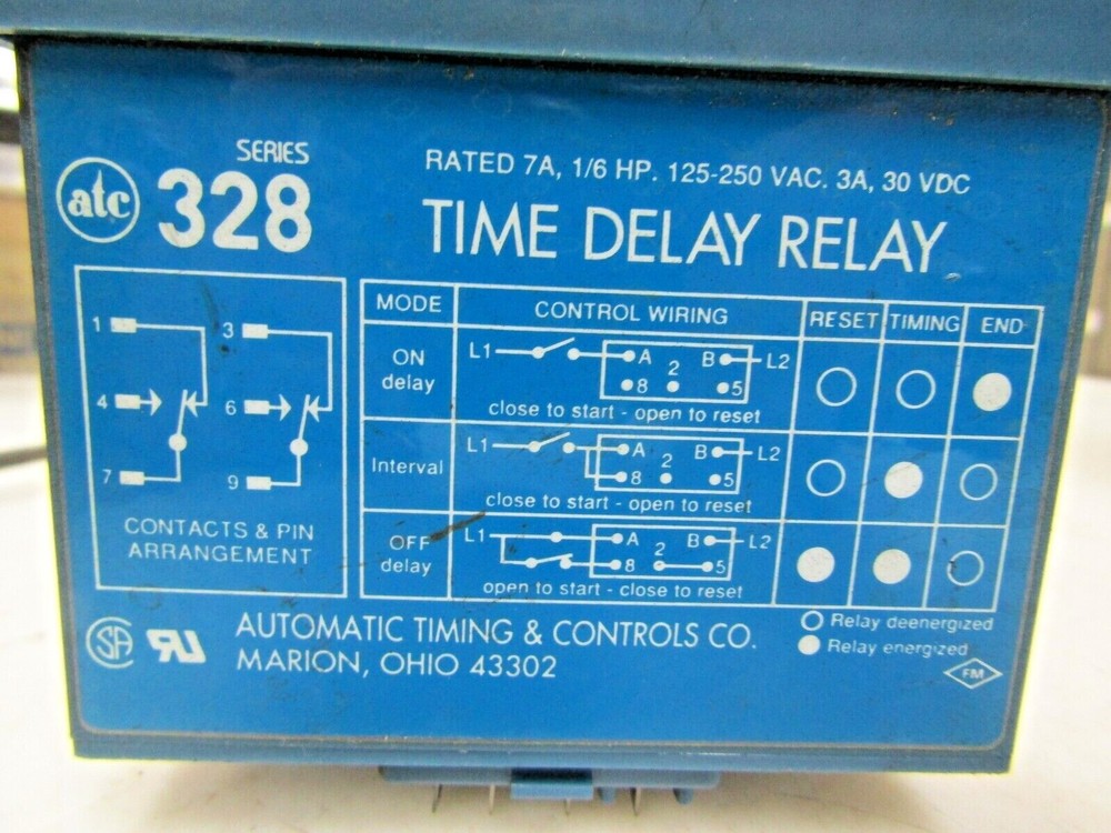 💥AUTOMATIC TIMING & CONTROLS TIME DELAY RELAY 7 AMP 250 VAC