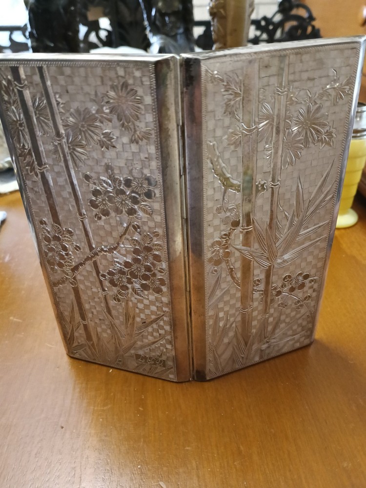 Stunning Large 950 Fine Silver Japanese Cigarette Case