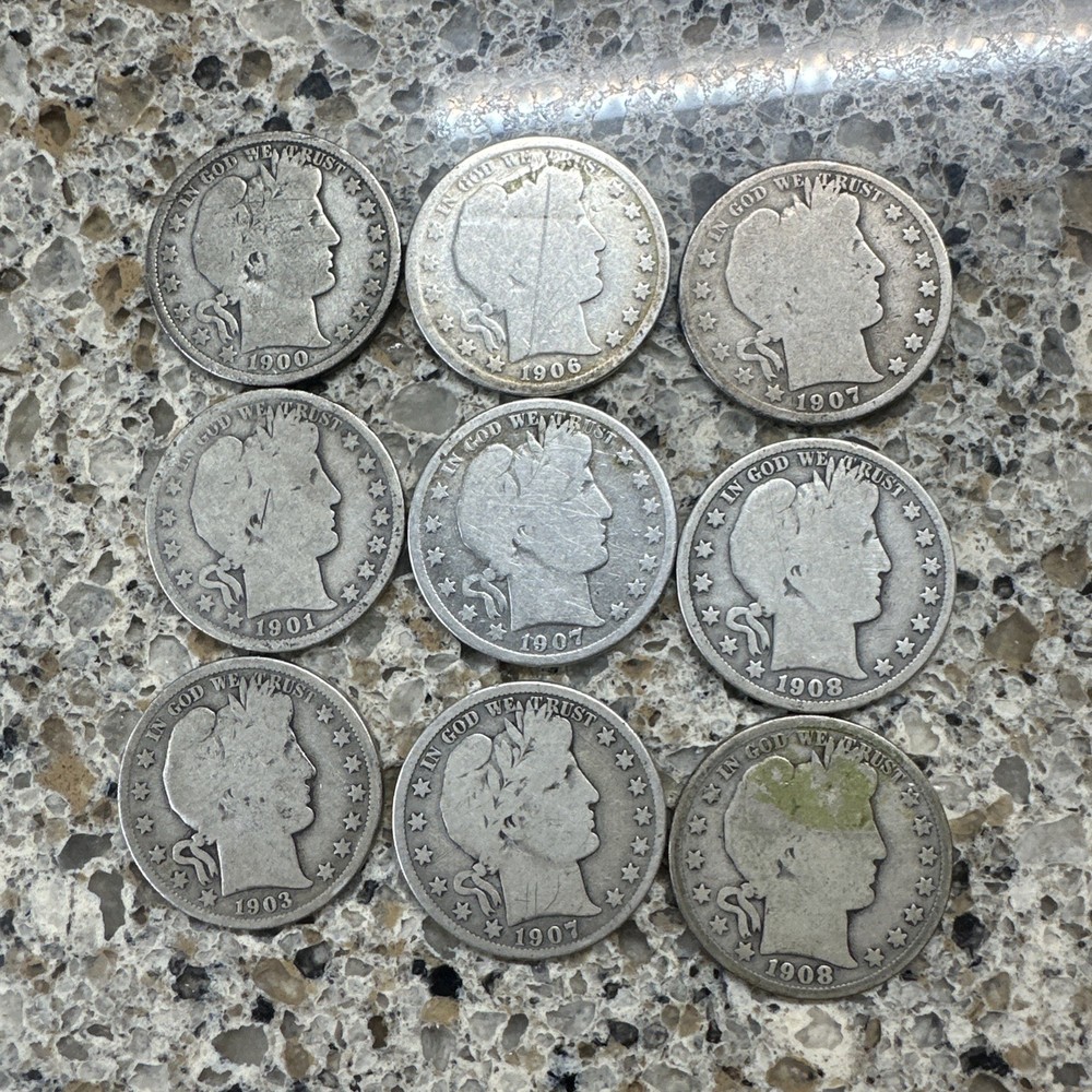 Lot of 5 New Orleans Mint Barber Half Dollars 1900-O to 1908-O Circulated Silver