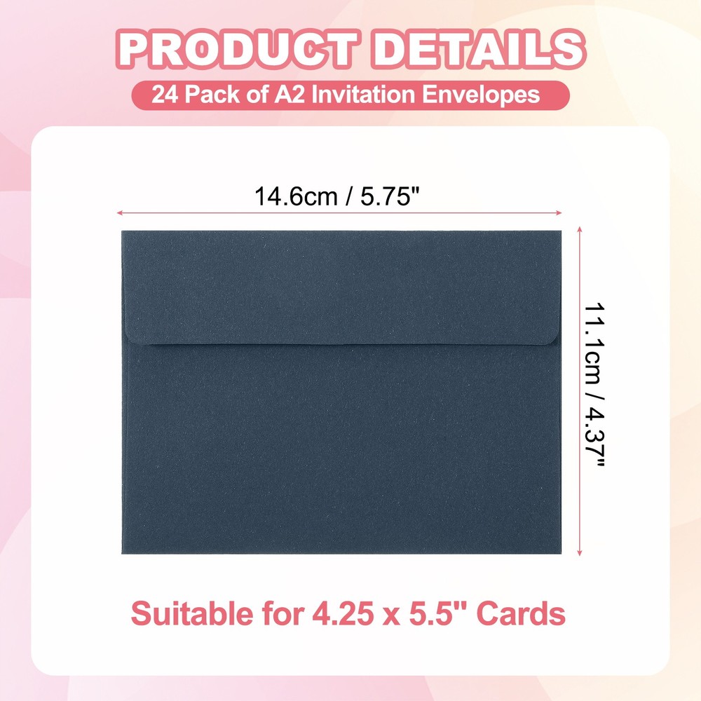 24Pack A2 Envelopes, Navy Blue Invitation Envelopes4-3/8" x 5-3/4"