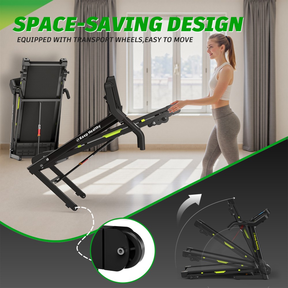 Folding Treadmill with Incline, 12 Programs, 3.5HP Motor, 330LBS Capacity