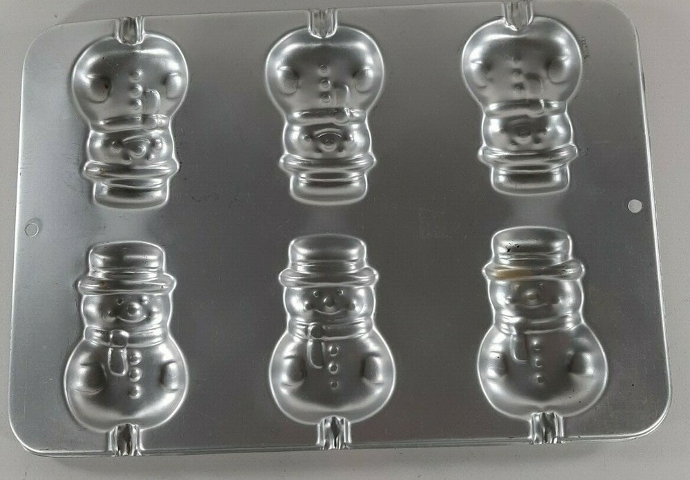 Snowman Cookie Pop Aluminum Baking Pan circa 1996 by Wilton