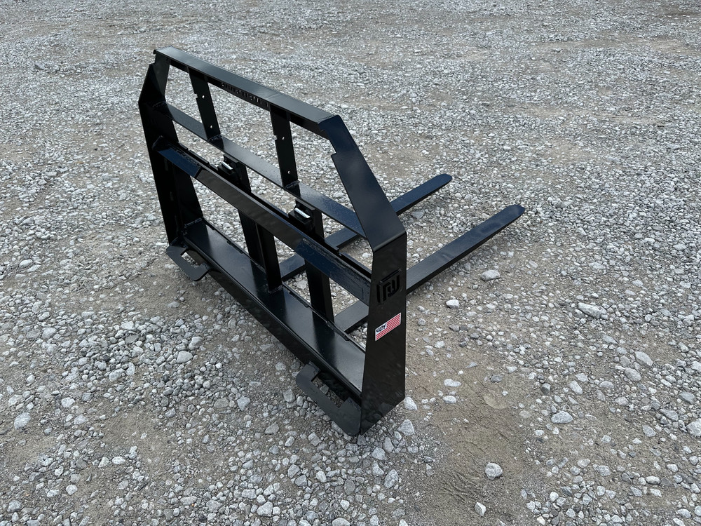 48" Root Rake Clam Grapple and 42" Long Pallet Forks Attachment ComboQuickAttach