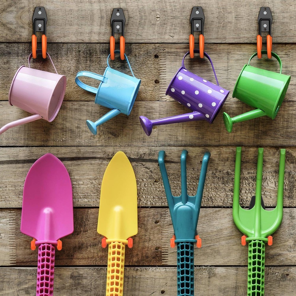 Heavy Duty Garage Hooks 4 Pack, J Shaped Hanger, Wall Mounted Storage System,...