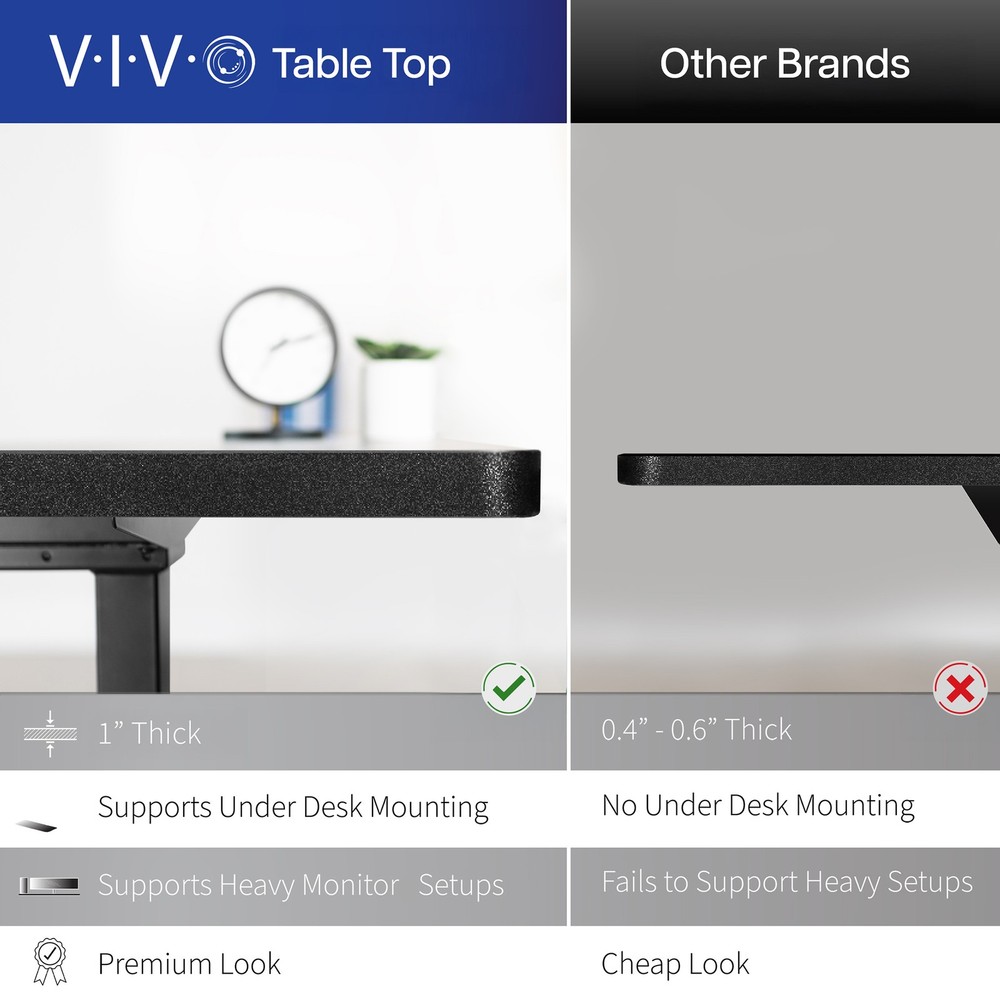 VIVO Dark Walnut 71 x 30 inch Universal Solid Top for Sit Stand Desk Frames
