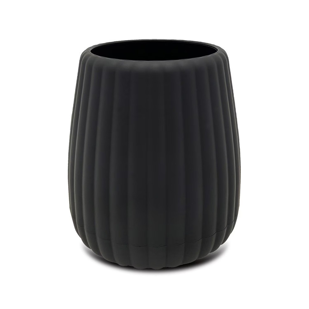 Rubberized Plastic Ribbed Toothbrush Holder, Black