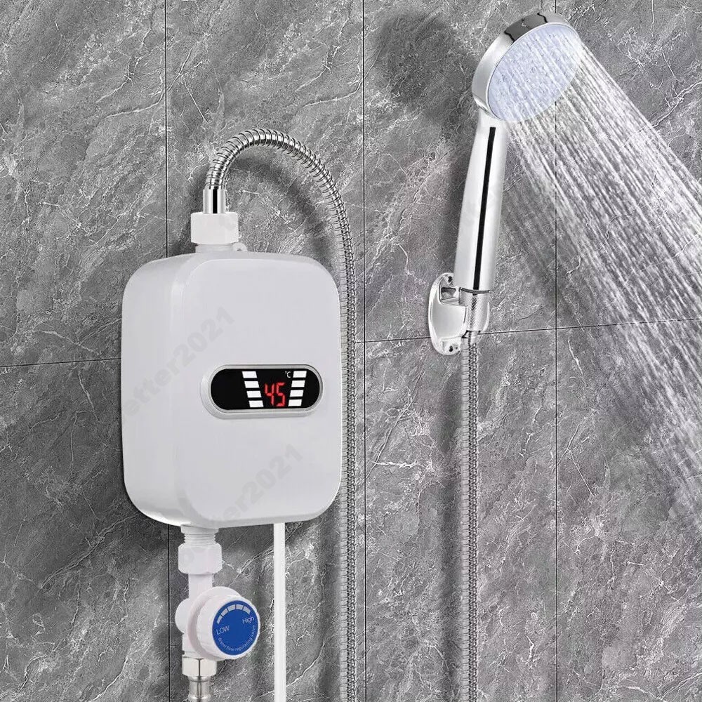 Instant Hot Electric Water Heater Bathroom Shower Tankless Hot Water System Set