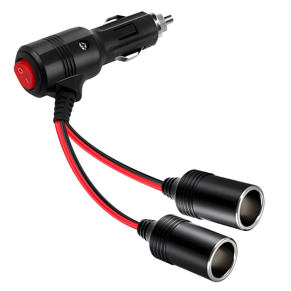 Universal Car Cigarette Lighter Adapter with Switch 2-Socket 12V/24V Splitter