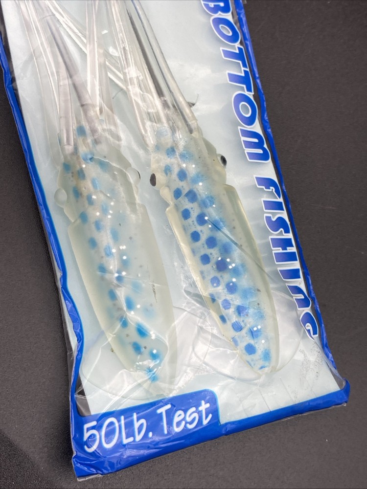 Sanhu Ling Cod Squid Bottom Rigs 2 Pieces Blue Speckled