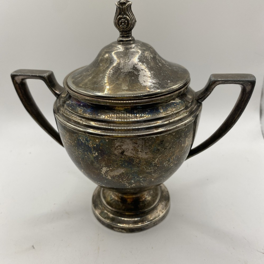 Vintage Crescent Silver Plate Sugar Bowl Pattern 2195 Antique Tableware