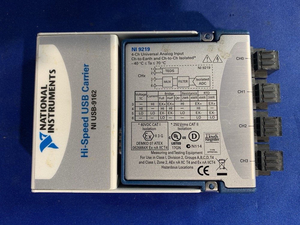 National Instruments NI 9219 cDAQ Universal Analog Input Module USB-9162 Chassis