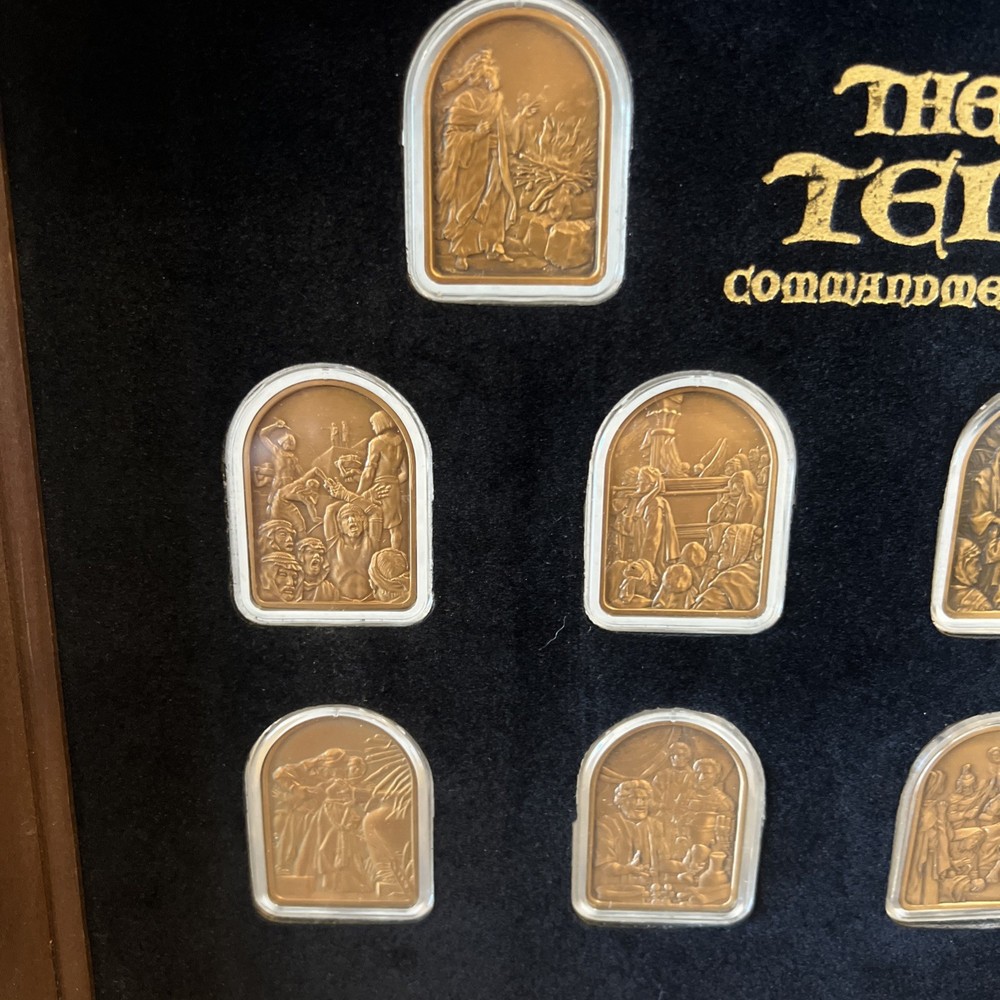 Hamilton Mint Ten Commandments Bronze Ingots with Case & Frame COA #0232/5000