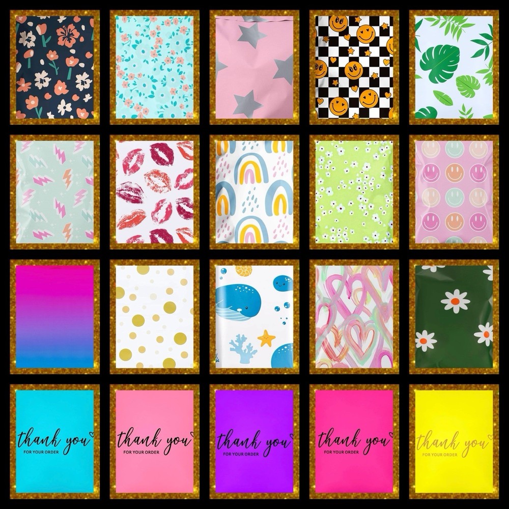 Poly Mailers 6x9 50 UNIQUE DIFFERENT DESIGNS