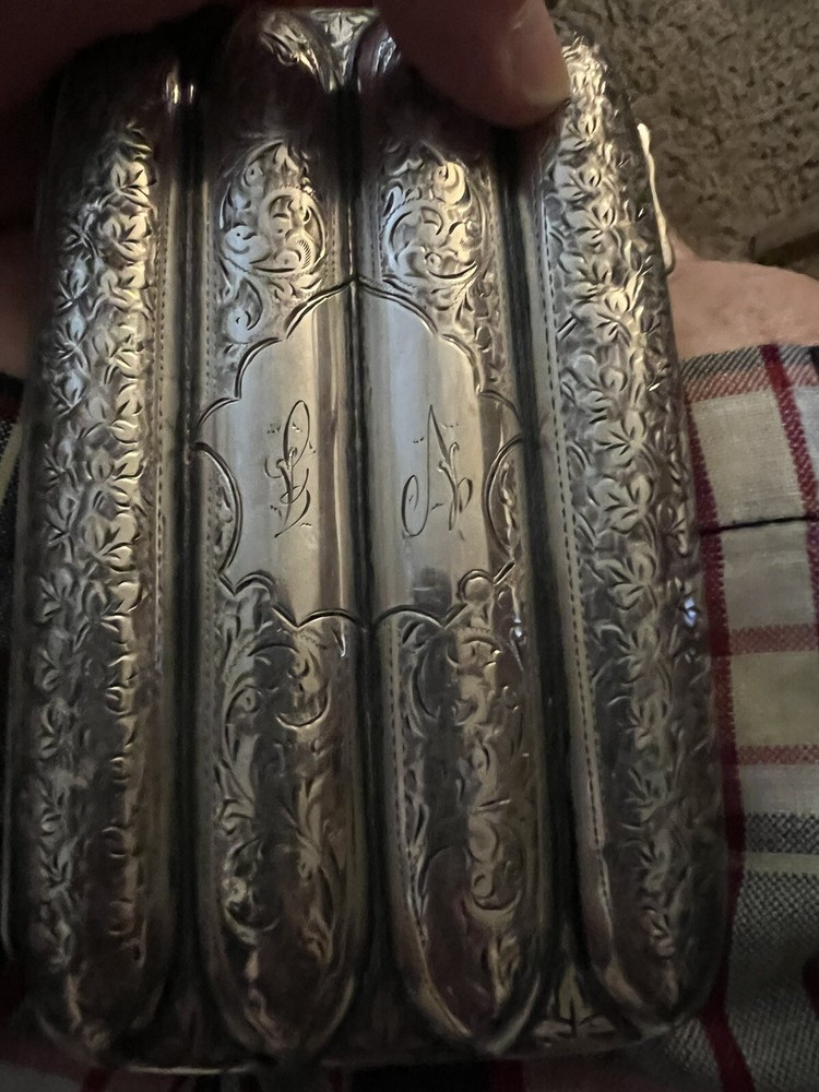 1908 English Birmingham Sterling Silver 4 Sections Cigar Holder Case Engraved