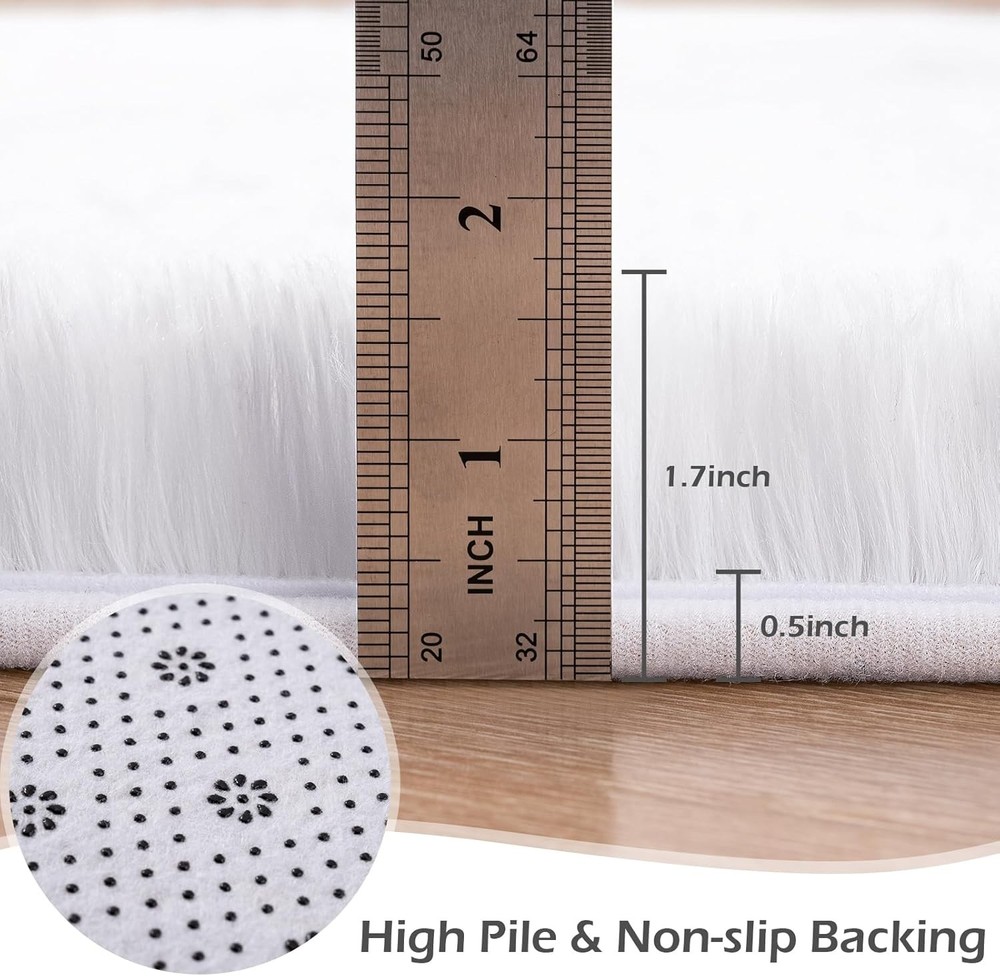 Przemy Runner Rugs for Bedroom Living 2' x 6' (Rectangular), White
