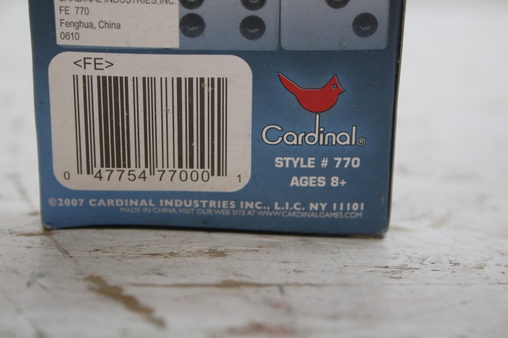 Cardinal 5 White Plastic Dice Size 5/8″ 16mm #770