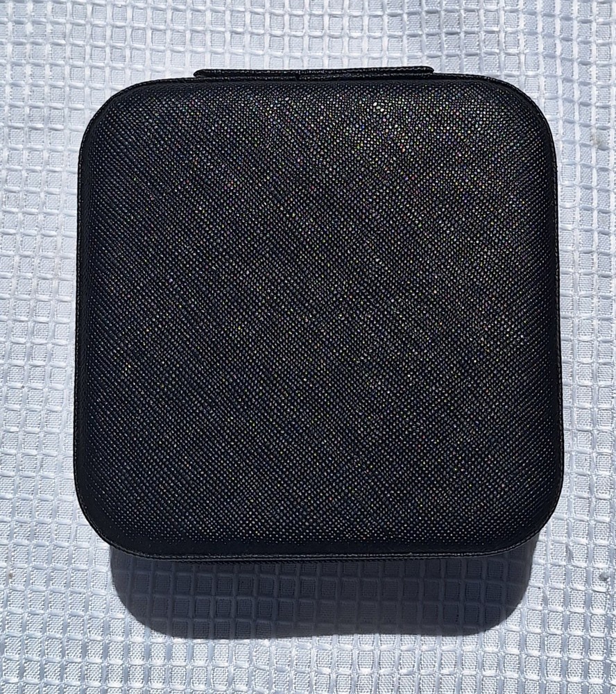 Black Jewerly Box Container Empty Hinge Open 4"x4"