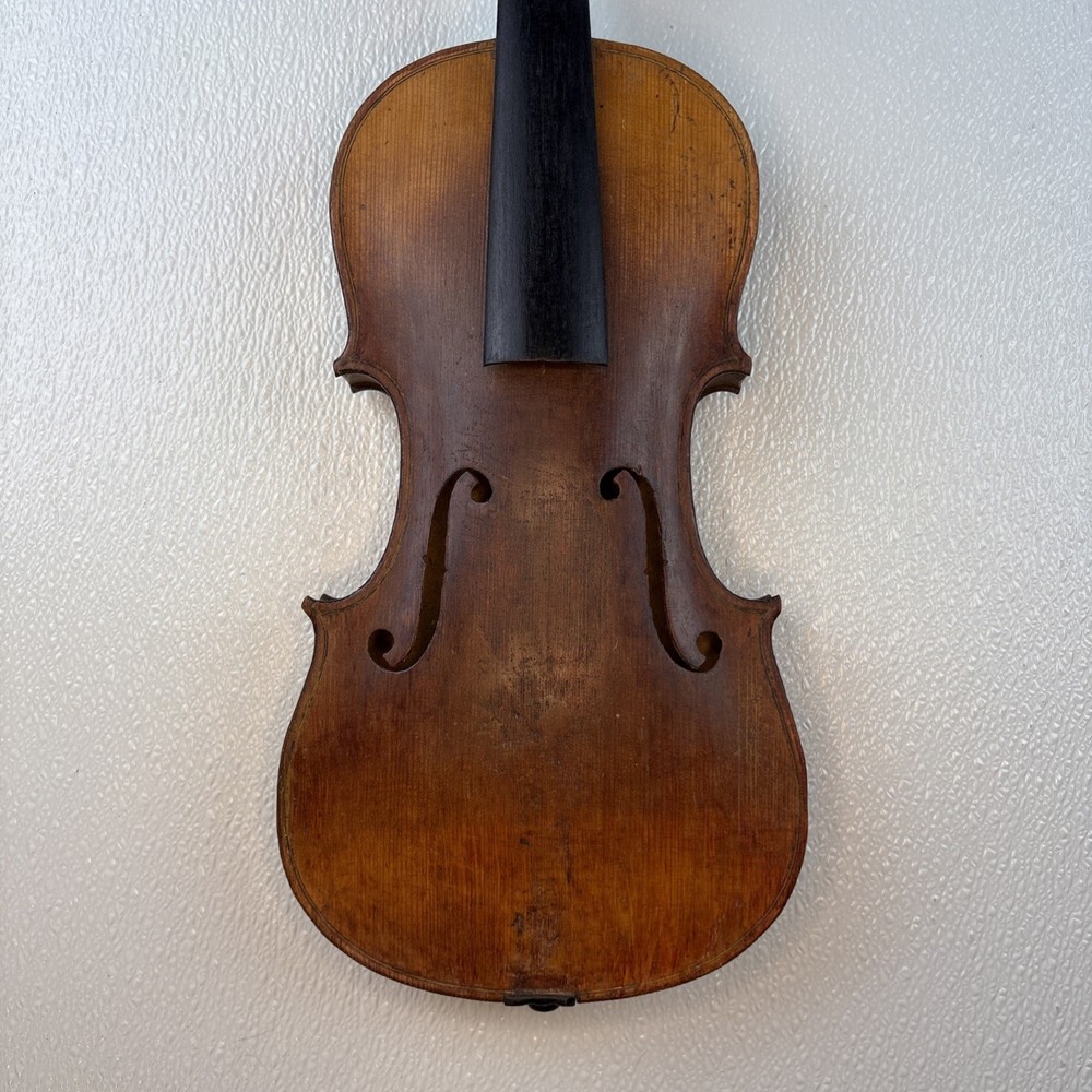 Antique Violin With Wooden Coffin Case