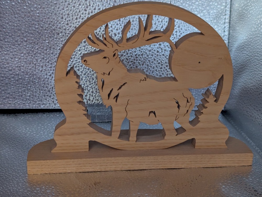 Handmade Scrollsawn Wood Elk Clock